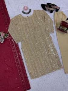 Vous recherchez ce beau costume de créateur de la même couleur sur un tissu de chinon lourd avec un travail intérieur et fil et sequnce et Sharara - Product Image 2