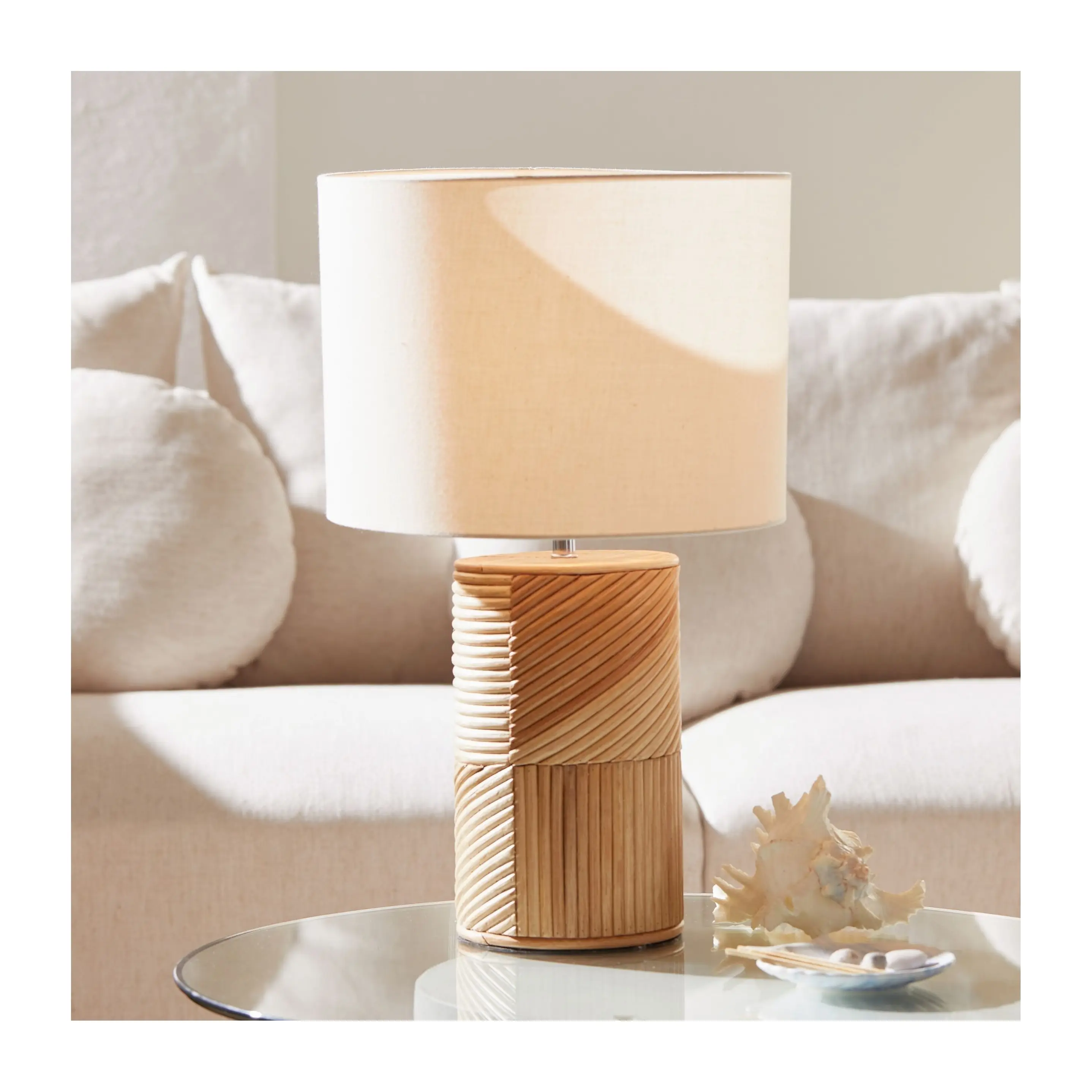 Eco friendly cordless rattan table lamp rustic style bed light luxurious natural lamps modern design