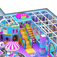 Équipement de parc d'attractions intérieur personnalisé, piscine à balles multi-niveaux, toboggan tubulaire, trampoline, voitures à pédales pour enfants, solution tout-en-un