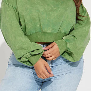 Women Washed <b>Sweatshirt</b> <b>Vintage</b> Washed Fabric Look Cotton Polyester Blend Crew Neck Long Sleeves Pullover <b>Oversized</b> Relaxed Fit - Product Image 3