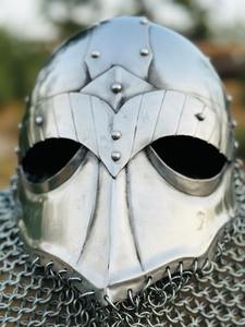 Casco de acero vikingo hecho a mano personalizado con casco griego portátil de cuero casco de disfraz cuchillos - Product Image 3