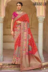 El último Sari estampado de seda pesada de diseñador de Fab Zone - Product Image 5