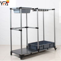 Chariot de nettoyage roulant sur roues pour produits de nettoyage, station de ménage, organisateur de balais et de serpillères