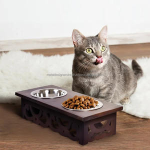 ชามอาหารสัตว์เลี้ยงทำจากสเตนเลสยกระดับพร้อมการออกแบบให้มีเลเซอร์สำหรับให้อาหารสุนัขและแมว - Product Image 3