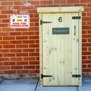 Señal de entrega de paquete rojo de alta calidad, pegatina de aluminio | Diseño industrial | Rectángulo | 10x7 | Resistente a la decoloración | Comercial - Product Image 3