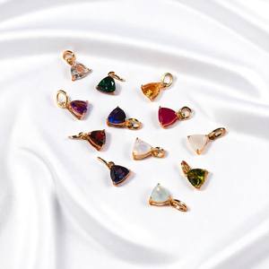 Pierre de naissance péridot trillion pendentif broche réglage breloques bijoux bijoux de mode en gros bas prix pendentifs - Product Image 3