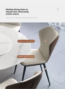 Juego <span class=keywords><strong>de</strong></span> Mesa <span class=keywords><strong>de</strong></span> Comedor Redonda Convertible <span class=keywords><strong>de</strong></span> Piedra Sinterizada con 6 Sillas, Plato Giratorio Lazy Susan, Base <span class=keywords><strong>de</strong></span> Acero al Carbono, para Comedor Familiar Grande - Product Image 5