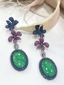 Pendientes de plata polaca a la moda, pendientes elegantes para mujer para ropa de fiesta, accesorios de moda con piedra de circón para regalos - Product Image 2