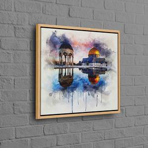Elegant Al Aqsa Mosque Printed Canvas for Modern Muslim Home Wall Art,Natural <b>Framed</b> - Product Image 1