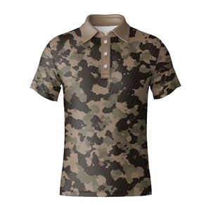 High-Quality Men's Camo Golf Polo Custom Logo Print/Embroidery <b>Moisture</b>-<b>Wicking</b> Lightweight Stretchable Polo <b>Shirt</b> Bulk Orders - Product Image 2