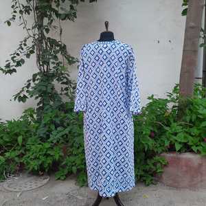 Vestido Largo Informal de Algodón con Estampado en Bloque, Cuello en V, Bolsillos Holgados, Ropa Casual de Vacaciones para Mujer, Venta al por Mayor - Product Image 6