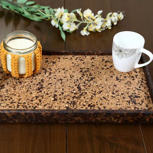 Plateau de service rectangulaire en liège couleur olive de qualité supérieure décoratif pour la restauration, le bureau, l'hôtel et le restaurant. - Product Image 1