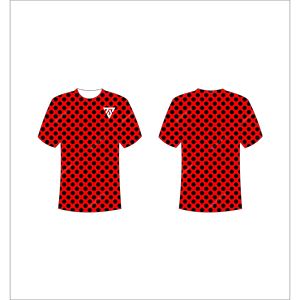 เสื้อยืดผู้ชายสั่งทำขายส่ง ลายจุดสีแดง พิมพ์ลายกราฟิกแบบ Sublimation รุ่น Trackstar รับผลิต OEM แบรนด์ส่วนตัว TSI-G05-P0641 - Product Image 1