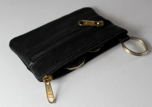 Pochette à monnaie en cuir cousue à la main avec fermeture à glissière lisse stockage de l'huile de tannerie pour le stockage-classement en papier - Product Image 3