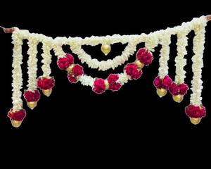 Mogra Garland Toran With Rose Flower Gifts for Diwali Housewarming Varalakshmi Puja Decor Doorway Hanging Wedding Decoration - Product Image 1