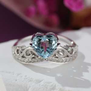 Luxury Crown Heart Solitaire 925 Silver Engagement <b>Ring</b> Original Moissanite Halo Diamond Brides Wedding Jewelry For Party Gift - Product Image 3