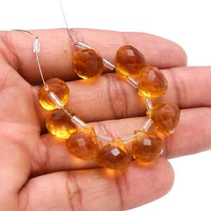 Venta caliente Color citrino profundo cebolla Briolette cuentas de piedras preciosas calidad súper fina 6 pares combinados para uso de joyería cuarzo citrino - Product Image 4