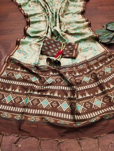 Mano única Color agua hermosa Digital impreso Latkan trabajo novia especial boda y fiesta desgaste suave tela elegante Saree para la venta - Product Image 6