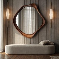 Support de miroir de mariage en bois de noyer véritable fait main, écologique, personnalisable, parfait comme accent mural pour les intérieurs minimalistes et luxueux