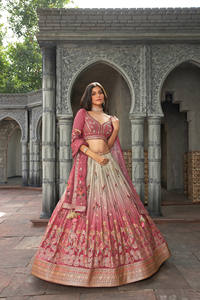 Maruti Mode Readymade Indien Ethnique Porter Lourd Jacquard Soie Mariée Lehenga Choli Broderie Paillettes Travail Net Dupatta pour - Product Image 4