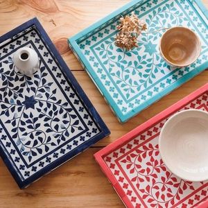 La mejor bandeja de madera ecológica de tamaño personalizado con incrustaciones de perlas Madre, plato para servir incrustaciones de hueso para el hogar para servir alimentos - Product Image 2