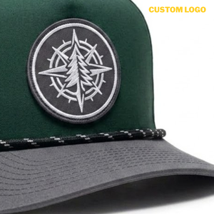 5 Panel Rope Golf Cap Adjustable Strap Laser Cut Design Custom PVC Rubber Logo Sport Hat for Men Women - Product Image 2