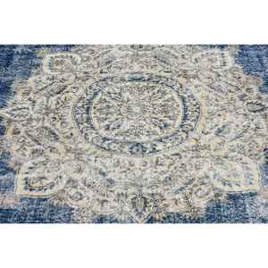 Alfombra vintage de 7.8x11.2 pies, alfombra turca, alfombra azul con lunares de lana - Product Image 4