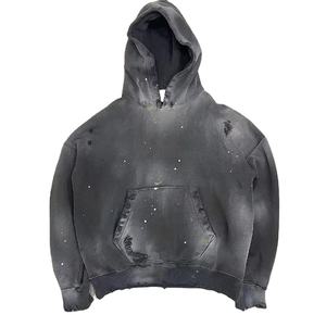 เสื้อฮู้ดดี้ผู้ชายลายปักสไตล์วินเทจล้างสีแบบใหม่ ดีไซน์ทันสมัย ปรับแต่งได้ คุณภาพสูง พิมพ์ลายด้วยคริสตัล - Product Image 1