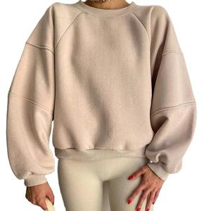 Sudadera de gran tamaño de manga larga con logotipo personalizado OEM de muesca superior de la mejor calidad, Sudadera con capucha de cuello redondo para mujer - Product Image 6