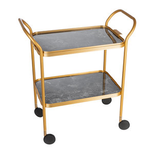 Table de service pliante Table de service en métal Dessus de service d'hôtel Service alimentaire Thé Table basse Table à 3 niveaux Stockage de roue à la mode - Product Image 3