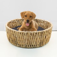 Panier pour animaux de compagnie en saule fait à la main, nid pour animaux de compagnie en jacinthe d'eau tendance, lit pour chien et chat en fibre naturelle, cage
