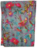 Ensemble de couettes Kantha indiennes vintage en gros, faites à la main, réversibles, écologiques, en coton floral, tailles Twin et Queen, personnalisables