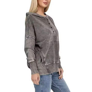 Sudaderas Personalizadas de Algodón Grueso con Lavado Ácido, Decoloración al Sol, Anti-Pilling y Transpirables para Mujer - Product Image 4