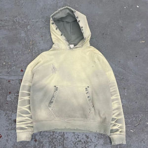 Sudadera con Capucha de Moda Invernal para Hombre, 100% Algodón, Lavado Desteñido, Estilo Urbano, con Bordado y Detalles Decorativos de Pedrería - Product Image 4