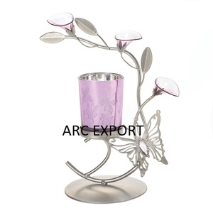 Bougeoir couleur rose moderne décoratif grand bougeoir fleur de rose pour accessoires d'éclairage du fabricant et de l'approvisionnement - Product Image 5