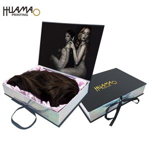 Boîtes rigides pour perruques en gros Huamao, OEM, logo personnalisé en estampage à chaud, carton avec ruban et insert intérieur, boîte cadeau pour l'emballage des perruques - Product Image 5