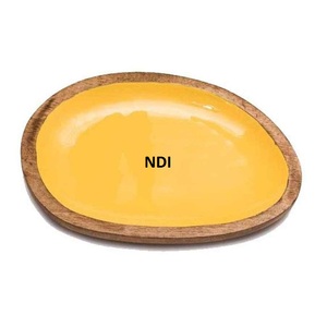 Bandeja de servidor de postre de desayuno con acabado de esmalte amarillo bandeja de servidor de Pasta de calidad estándar cocina Catering uso bandeja de madera - Product Image 1