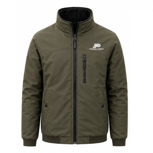 Veste réversible pour homme OEM ODM avec col montant, logo sur le devant, construction légère, poches latérales, options de couleurs personnalisées - Product Image 1