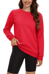 Sweat-shirt à col rond en coton mélangé à motif solide pour femmes Pull Streetwear personnalisé pour la saison d'hiver - Product Image 5