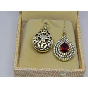 Pendiente Vintage de Plata de Ley 925 hecho a mano con piedras preciosas de rubí facetadas Regalo de diamante natural para ella-Modelo - Product Image 1