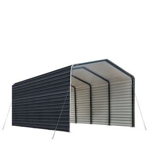 Abri de voiture individuel en métal avec toit en acier, parois latérales et entrée ouverte - Product Image 6