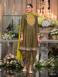 Nouveau Designer Party Wear Pure Chinon Avec Multi Mat Broderie Séquence Travail Top Avec O Décolleté Haut et Bas Avec Dupatta - Product Image 4