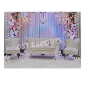 ชุดโซฟาสีทองสุดหรูสำหรับงานแต่งงานชุดโซฟาไม้สำหรับงานแต่งงานเวทีพิธีแต่งงานสไตล์มหาราชา - Product Image 3