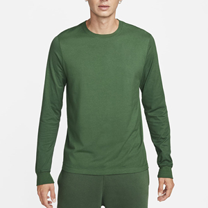Camiseta Casual de Punto para Hombre, Manga Larga, Cuello Redondo, Corte Regular, Color Verde Sólido, Nuevo Diseño de 2026 - Product Image 5