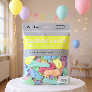 Palloncini in Lattice Party Love 12cm Colori Pastello Assortiti 100pz Confezione Decorazioni per Feste - Product Image 3