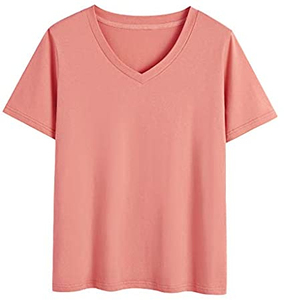 Camiseta de algodón de color sólido para mujer, camiseta de manga corta de color sólido con cuello personalizado, camiseta de talla grande para mujer - Product Image 4