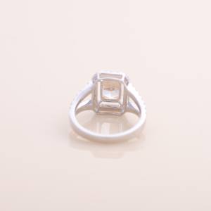 IGI Certified Radiant Cut Yellow Lab Grown Diamond Halo <b>Split</b> Shank Engagement-Wedding <b>Ring</b> 9K White/Rose/Yellow Gold Rhodium - Product Image 3