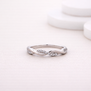IGI Certified Round Lab Grown Diamond Twisted Wedding Band Pave Diamond Ring In <b>Solid</b> 925 Sterling <b>Silver</b> for Women - Product Image 1
