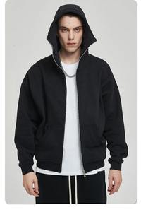 เสื้อฮู้ดซิปโอเวอร์ไซส์สำหรับผู้ชายผ้าคอตตอนปักลายเต็มหน้าหนาและซิปคู่ - Product Image 2