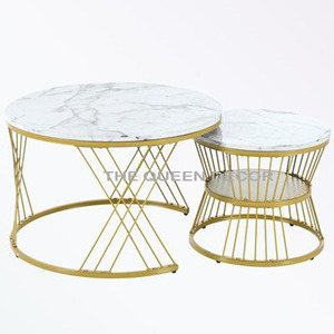 Ensemble de 3 meubles de table d'appoint décoratifs personnalisés pour la décoration intérieure du salon Table d'angle - Product Image 6